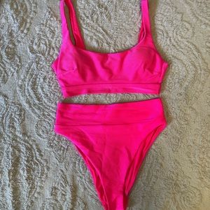 Ribbed High Waist Cheeky Bikini